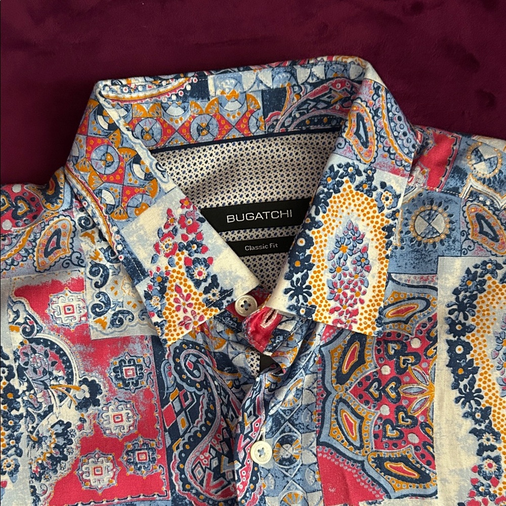 Bugatchi Men's Vibrant Patterned Button Down Shirt - image 1